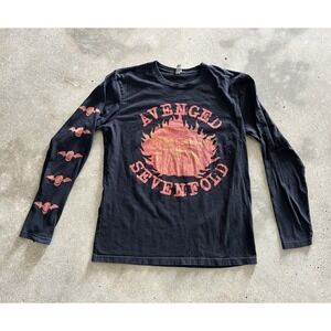 Avenged Sevenfold Metal Graphic Long Sleeve Band Tee T Shirt Black L
